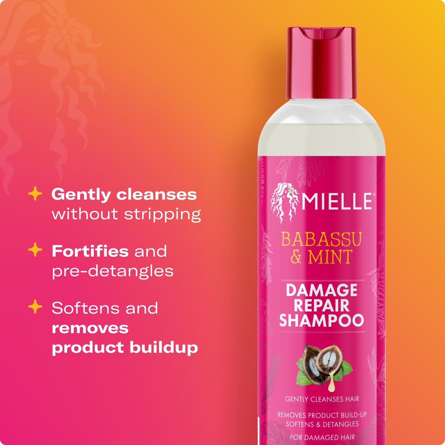 imageMielle Full Babassu Mint Damage Repair Routine Shampoo Deep Conditioner LeaveIn Bond Treatment Curl Cream 5 Products