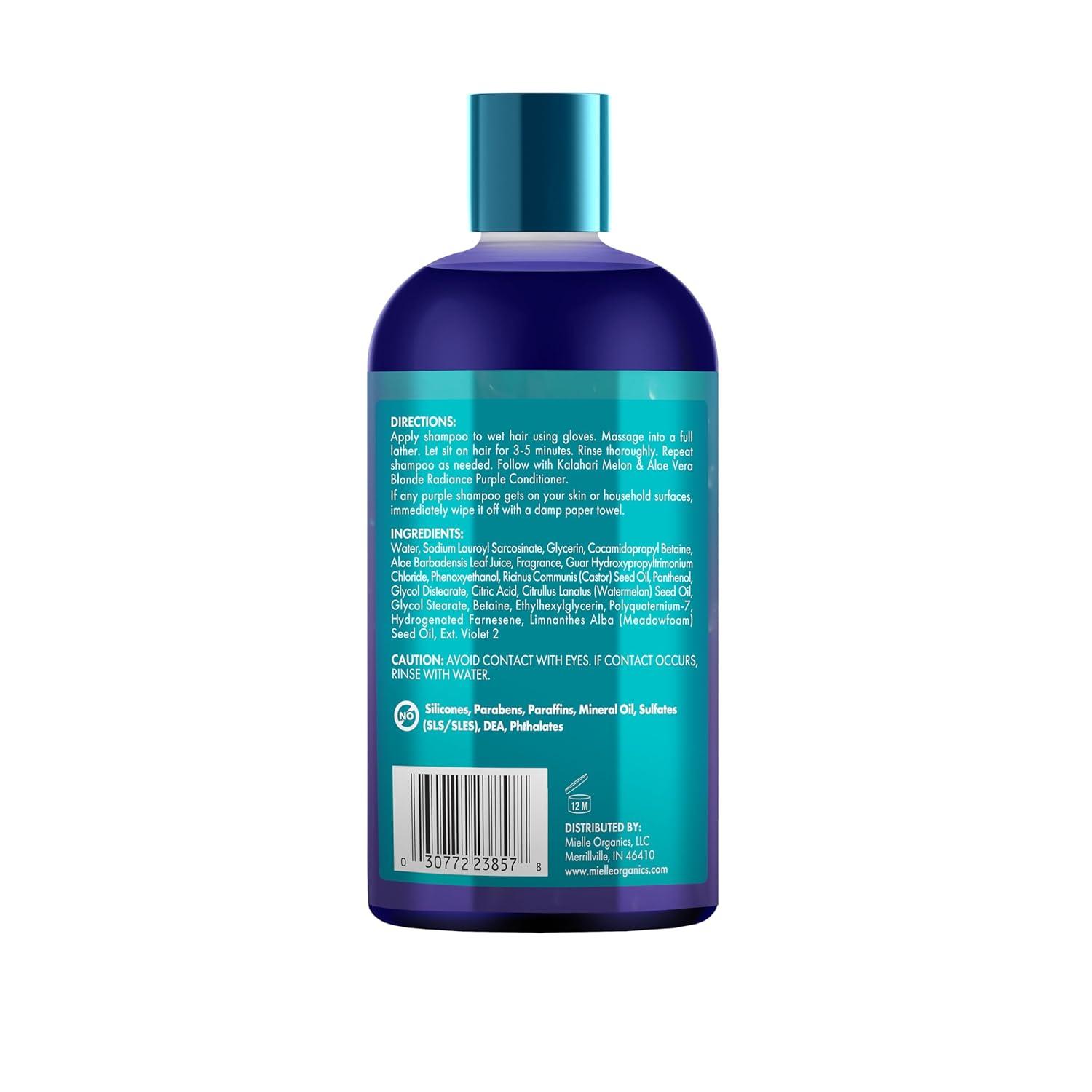 imageMielle Kalahari Melon amp Aloe Vera Purple Shampoo Blonde Radiance Toning Shampoo for Brassy Hair SulfateFree Moisturizing Cleanser for Blonde amp Textured Hair 12 Ounce