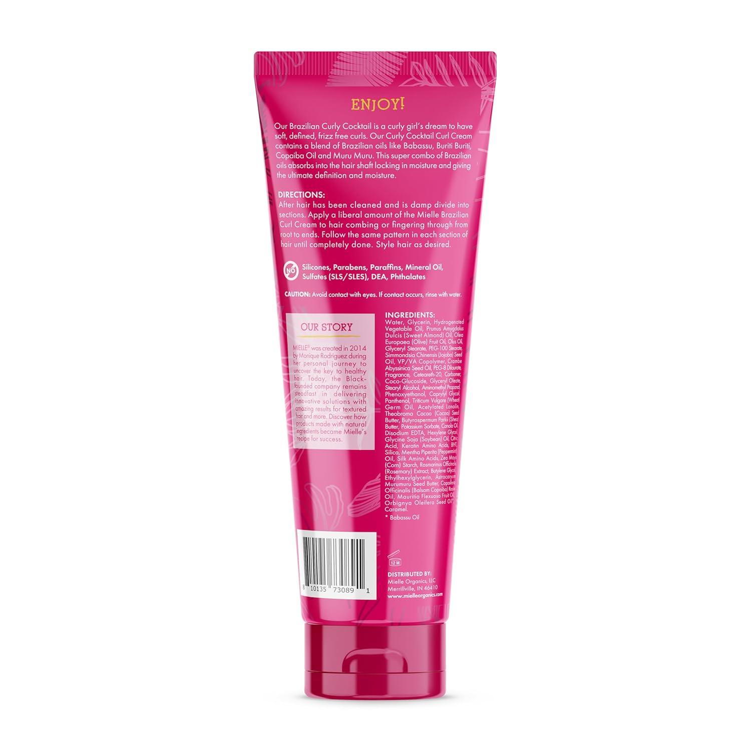 imageMielle Organics Babassu amp Mint Brazilian Curly Cocktail Curl Cream Curl Defining Hair Styling Cream for Textured Hair Locks in Moisture Boosts Definition amp Softens Textured Hair 75 Ounce