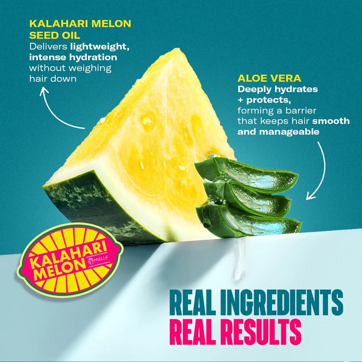imageMielle Organics Kalahari Melon amp Aloe Vera Deep Hydration Shampoo amp 2Minute Deep Conditioner Bundle For Dry Curly and Textured Hair