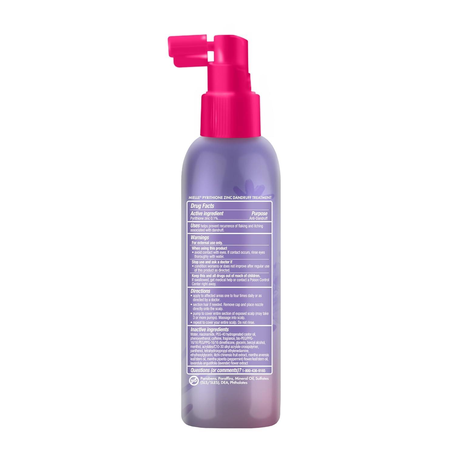 imageMielle Organics Lavender amp Lychee Daily Scalp Refresher Pyrithione Zinc Dandruff Treatment Spray Relieves Itch amp Flakes No Rinse Scalp Moisturizer with Niacinamide For Dry Itchy Scalp 4 fl oz