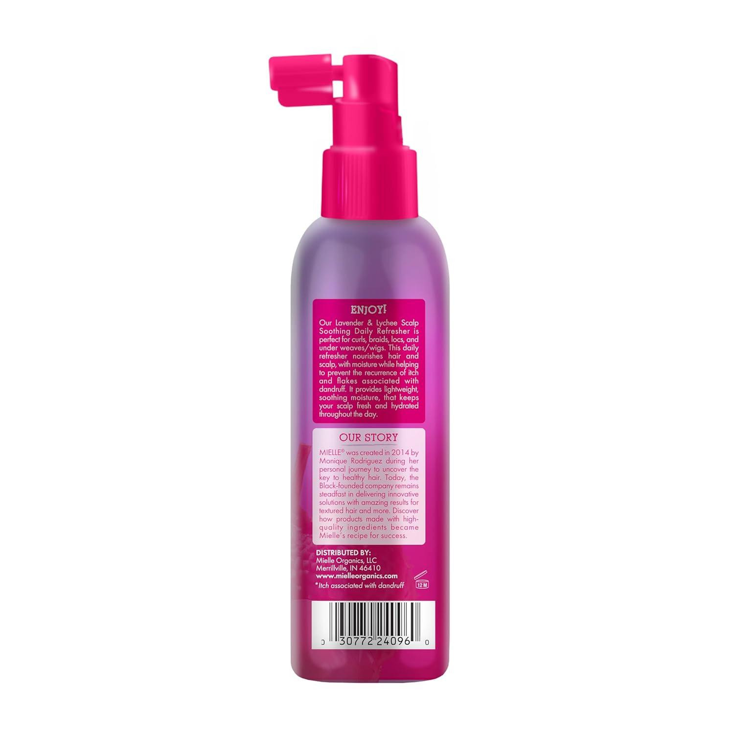 imageMielle Organics Lavender amp Lychee Daily Scalp Refresher Pyrithione Zinc Dandruff Treatment Spray Relieves Itch amp Flakes No Rinse Scalp Moisturizer with Niacinamide For Dry Itchy Scalp 4 fl oz
