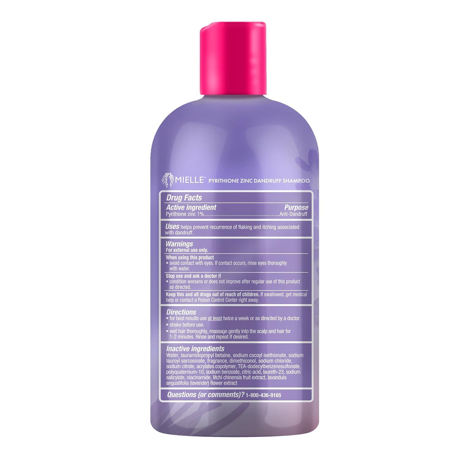 imageMielle Organics Lavender amp Lychee Scalp Moisturizing Shampoo with 1 Pyrithione Zinc AntiDandruff Shampoo for Flake amp Itch Relief SulfateFree 12 fl oz
