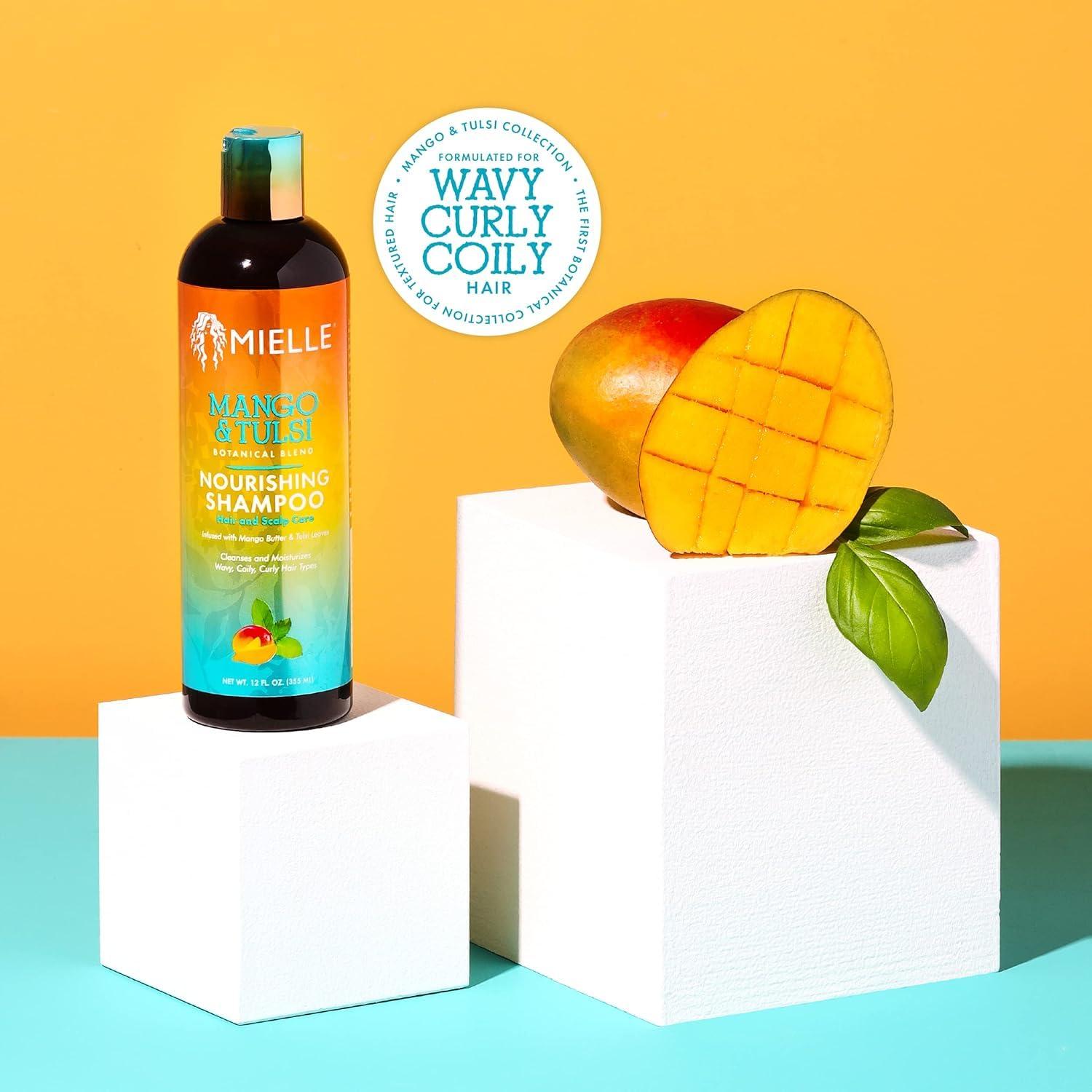 imageMielle Organics Mango amp Tulsi Nourishing Hair Shampoo Moisturizing Shampoo for Curly Hair Gently Cleanses amp Remove Scalp Impurities Nourishes Strengthens amp Balances Moisture 6 Fl OzMango