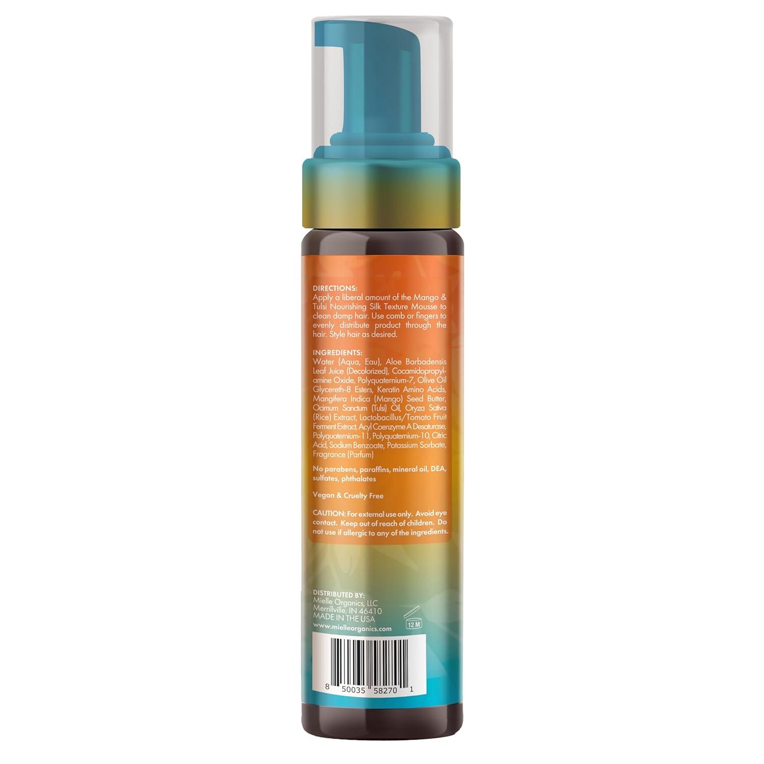 imageMielle Organics Mango amp Tulsi Nourishing Silk Texture Hair Mousse Weightless Foam amp Styling Mousse for Curly Hair Care Conditions Hydrates and Adds Shine 75 Fl Oz