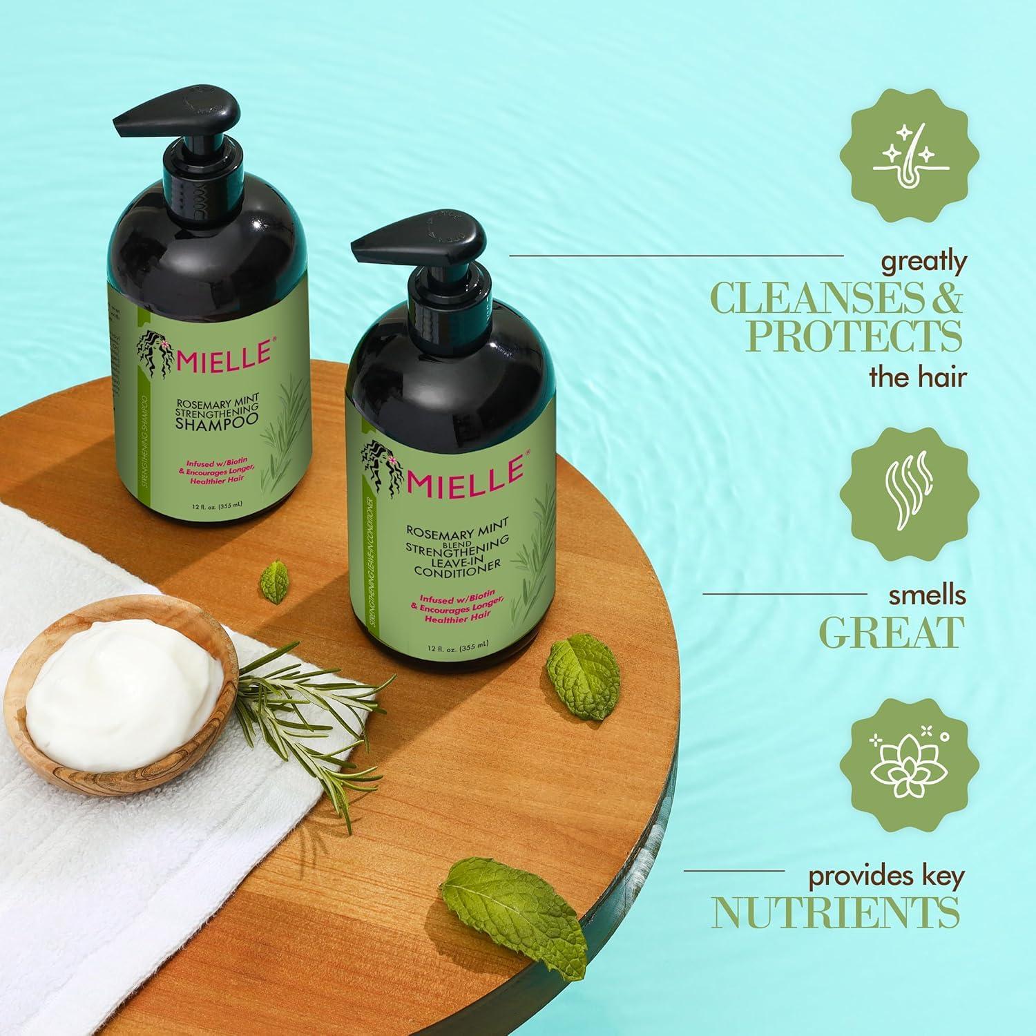 imageMielle Organics Mens Grooming Bundle Rosemary Mint 5Piece Complete Routine BiotinInfused Shampoo Conditioner Scalp amp Hair Oils Hair Quenching Pomade