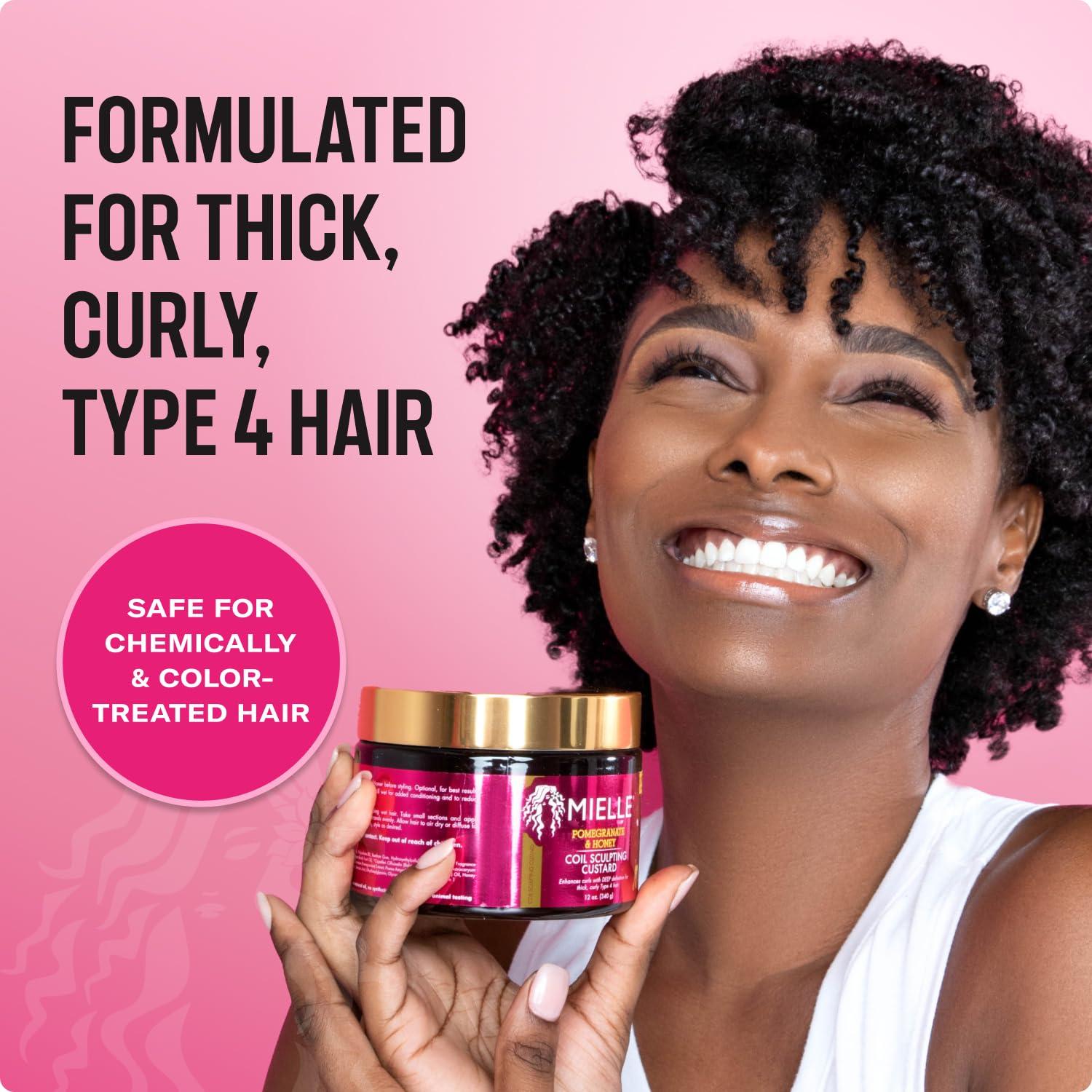 imageMielle Organics Pomegranate amp Honey Curl Cream Coil Sculpting Custard for Type 4 Hair Hydrates Controls Frizz Conditions amp Adds Shine12 Fl Oz