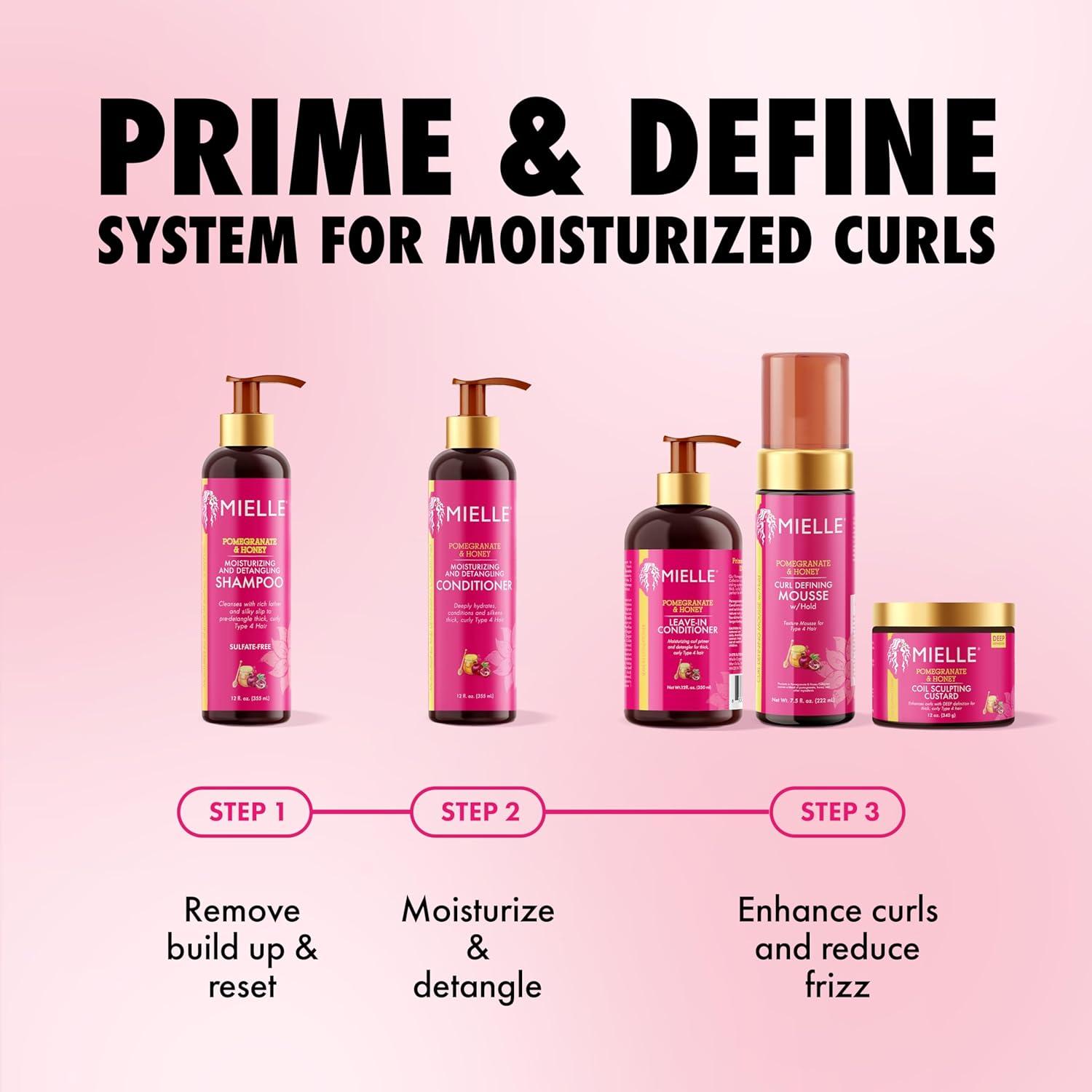 imageMielle Organics Pomegranate amp Honey Curl Enhancing Smoothie Moisturizing Curly Hair Cream for Type 4 Curly amp Coily Hair Softens Strengthens amp Defines Curls 12 Fl Oz