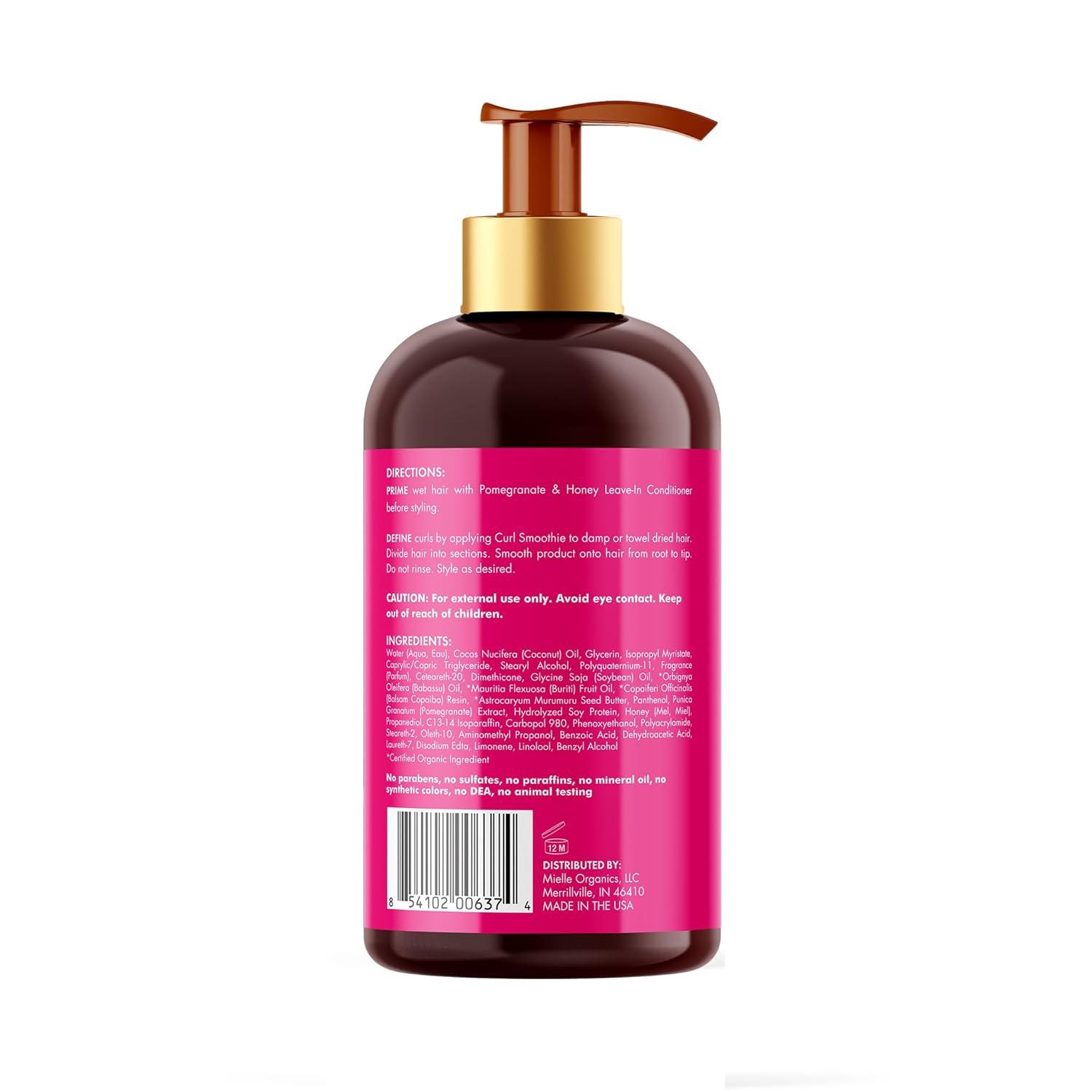 imageMielle Organics Pomegranate amp Honey Curl Enhancing Smoothie Moisturizing Curly Hair Cream for Type 4 Curly amp Coily Hair Softens Strengthens amp Defines Curls 12 Fl Oz