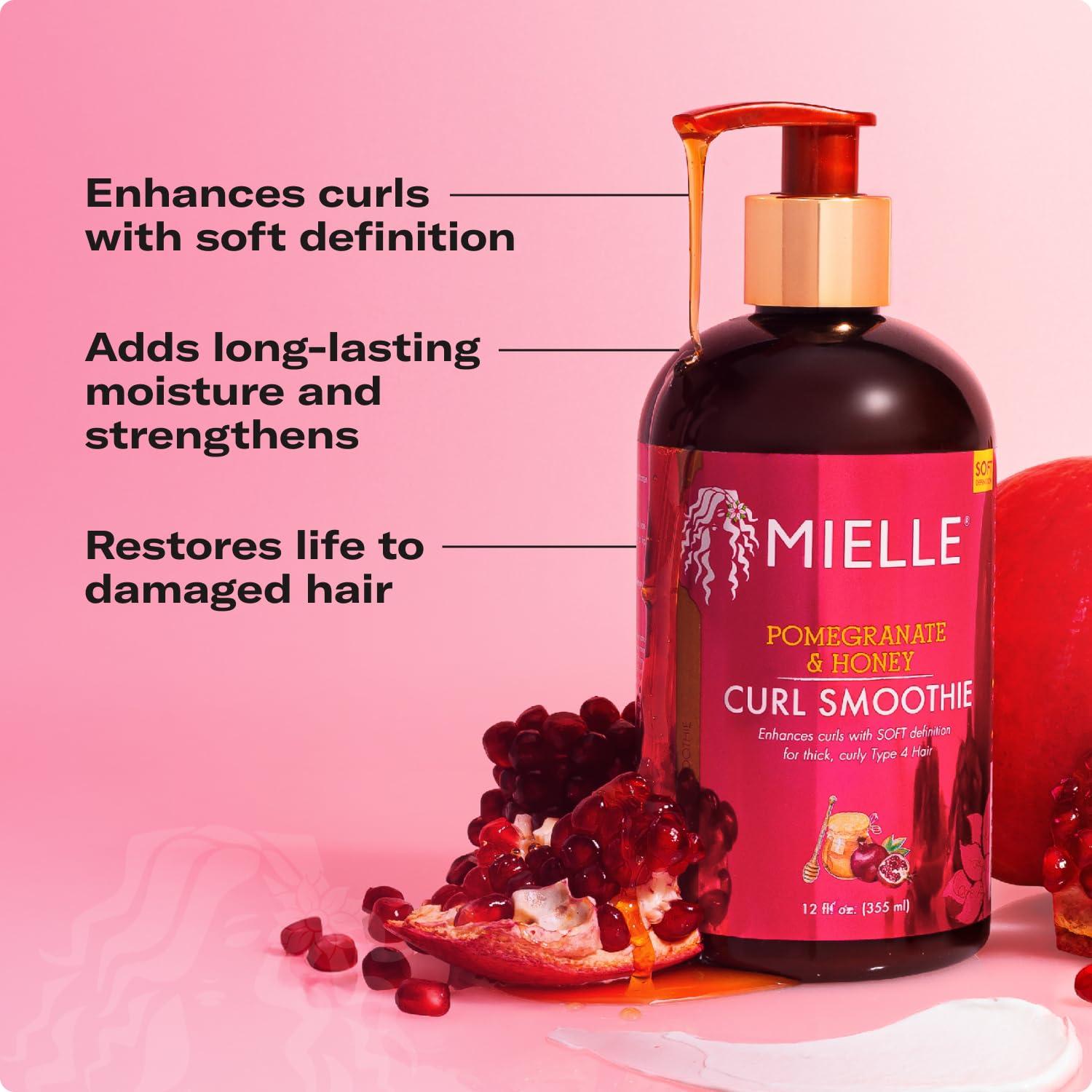 imageMielle Organics Pomegranate amp Honey Curl Enhancing Smoothie Moisturizing Curly Hair Cream for Type 4 Curly amp Coily Hair Softens Strengthens amp Defines Curls 12 Fl Oz