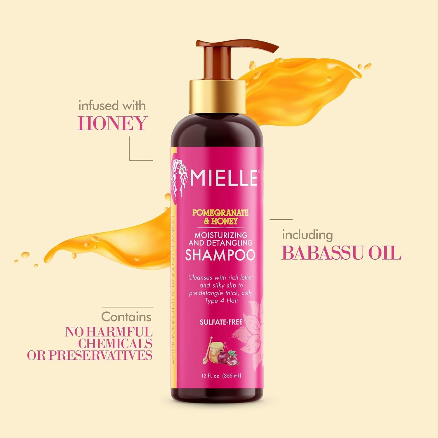 imageMielle Organics Pomegranate amp Honey Detangling amp Moisturizing Shampoo Curly Hair Shampoo for Women Enriched with Honey amp Babassu Oil to Lift Dirt Loosen Tangles amp Retain Moisture 12 Fl Oz32 Fl Oz Pack of 1