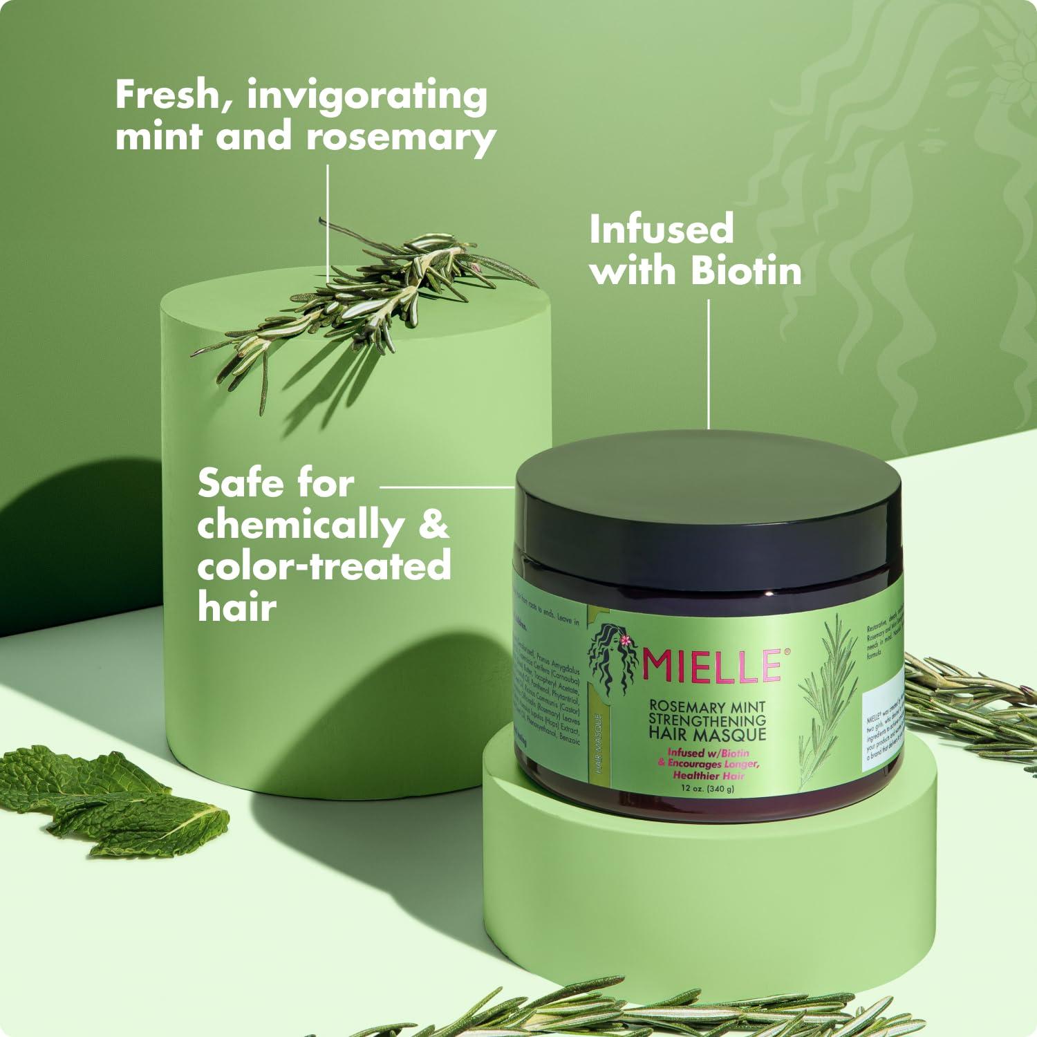 imageMielle Organics Rosemary Mint Strengthening Hair Mask Deep Conditioning Treatment Enriched with Biotin Honey amp Coconut Oil Helps Encourage Longer Healthier Strands 12 Ounce