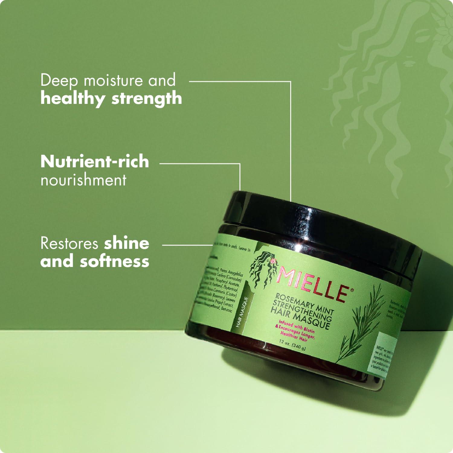 imageMielle Organics Rosemary Mint Strengthening Hair Mask Deep Conditioning Treatment Enriched with Biotin Honey amp Coconut Oil Helps Encourage Longer Healthier Strands 12 Ounce