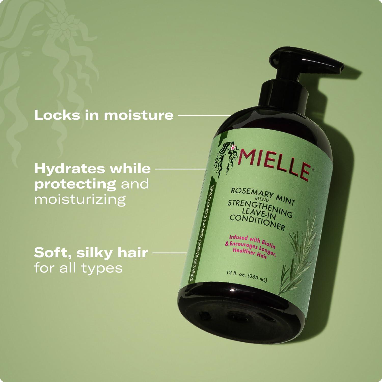 imageMielle Organics Rosemary Mint Strengthening Shampoo and LeaveIn Conditioner Infused with Biotin Cleanses and Helps Strengthen Weak and Brittle Hair 12 Ounces