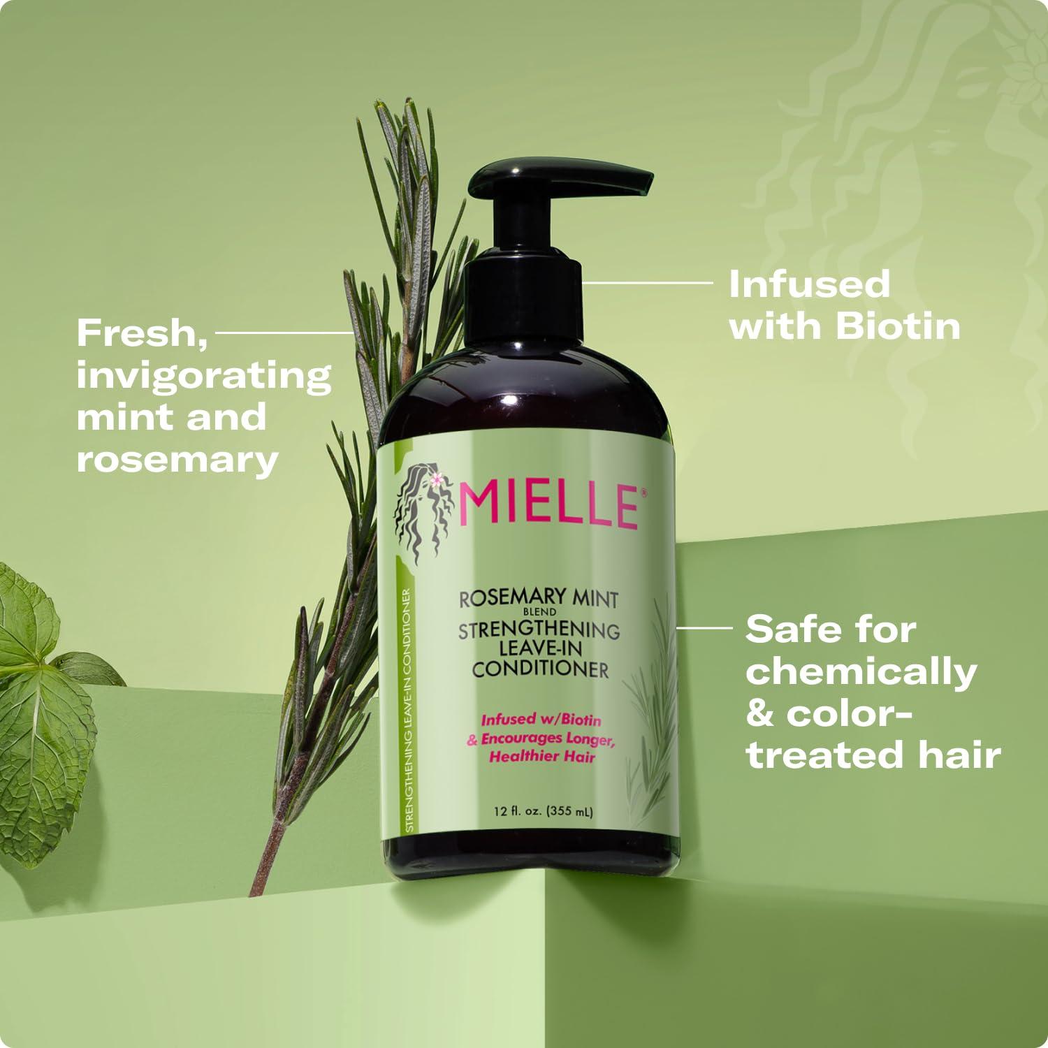 imageMielle Organics Rosemary Mint Strengthening Shampoo and LeaveIn Conditioner Infused with Biotin Cleanses and Helps Strengthen Weak and Brittle Hair 12 Ounces