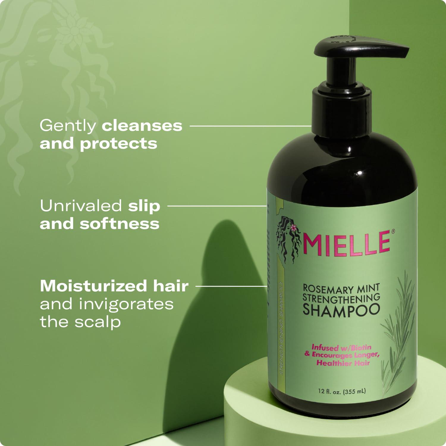 imageMielle Organics Rosemary Mint Strengthening Shampoo and LeaveIn Conditioner Infused with Biotin Cleanses and Helps Strengthen Weak and Brittle Hair 12 Ounces