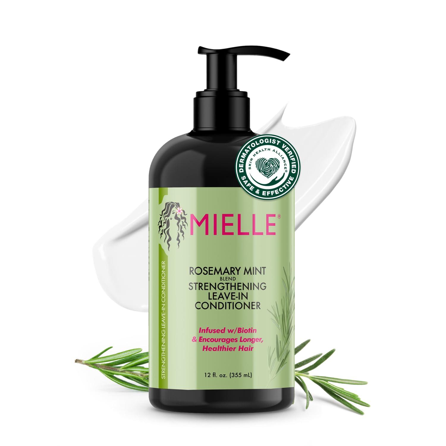 imageMielle Organics Rosemary Mint Strengthening Shampoo and LeaveIn Conditioner Infused with Biotin Cleanses and Helps Strengthen Weak and Brittle Hair 12 Ounces