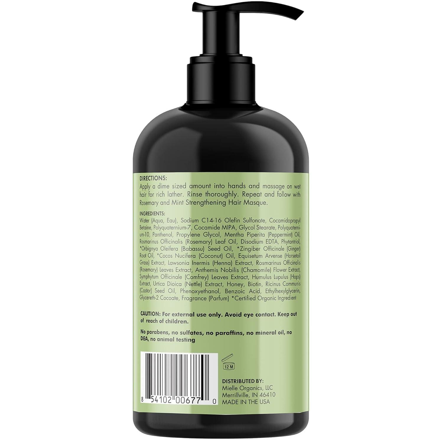 imageMielle Organics Rosemary Mint Strengthening Shampoo and LeaveIn Conditioner Infused with Biotin Cleanses and Helps Strengthen Weak and Brittle Hair 12 Ounces