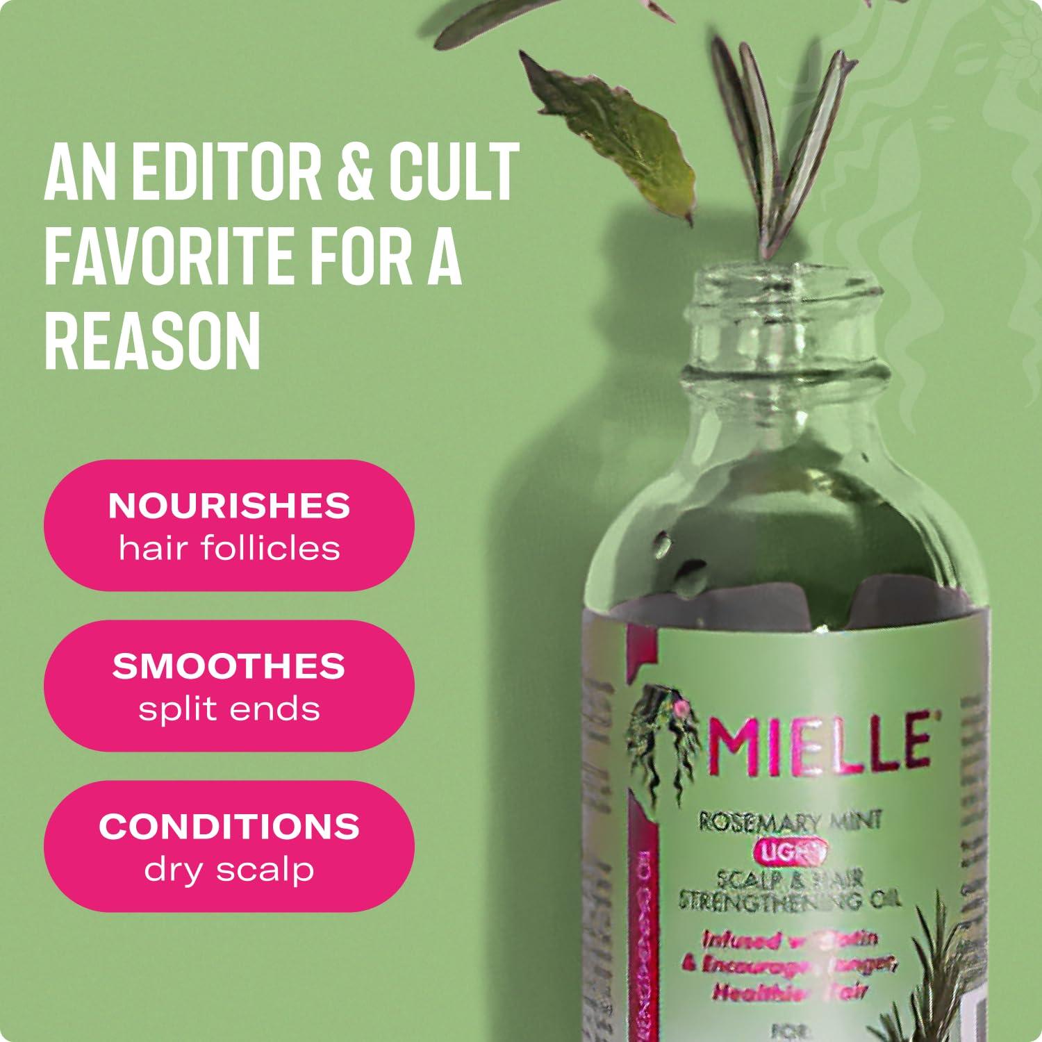 imageMielle Organics Rosemary amp Mint Light Hair Oil Split Ends amp Dry Scalp Treatment Infused with Biotin amp Essential Oils for Strengthening Soothing Moisturizing amp Encouraging Longer Hair 2 Oz