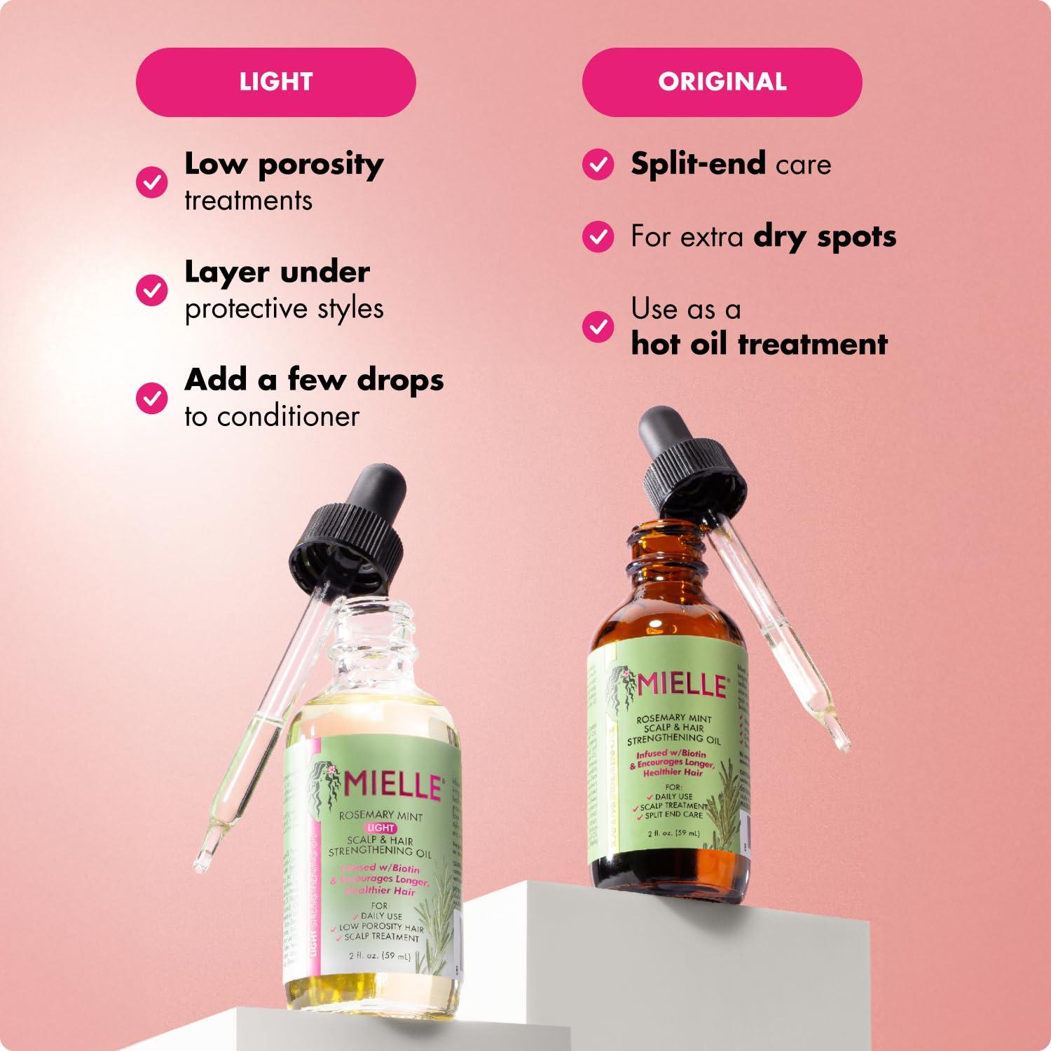 imageMielle Organics Rosemary amp Mint Light Hair Oil Split Ends amp Dry Scalp Treatment Infused with Biotin amp Essential Oils for Strengthening Soothing Moisturizing amp Encouraging Longer Hair 2 Oz