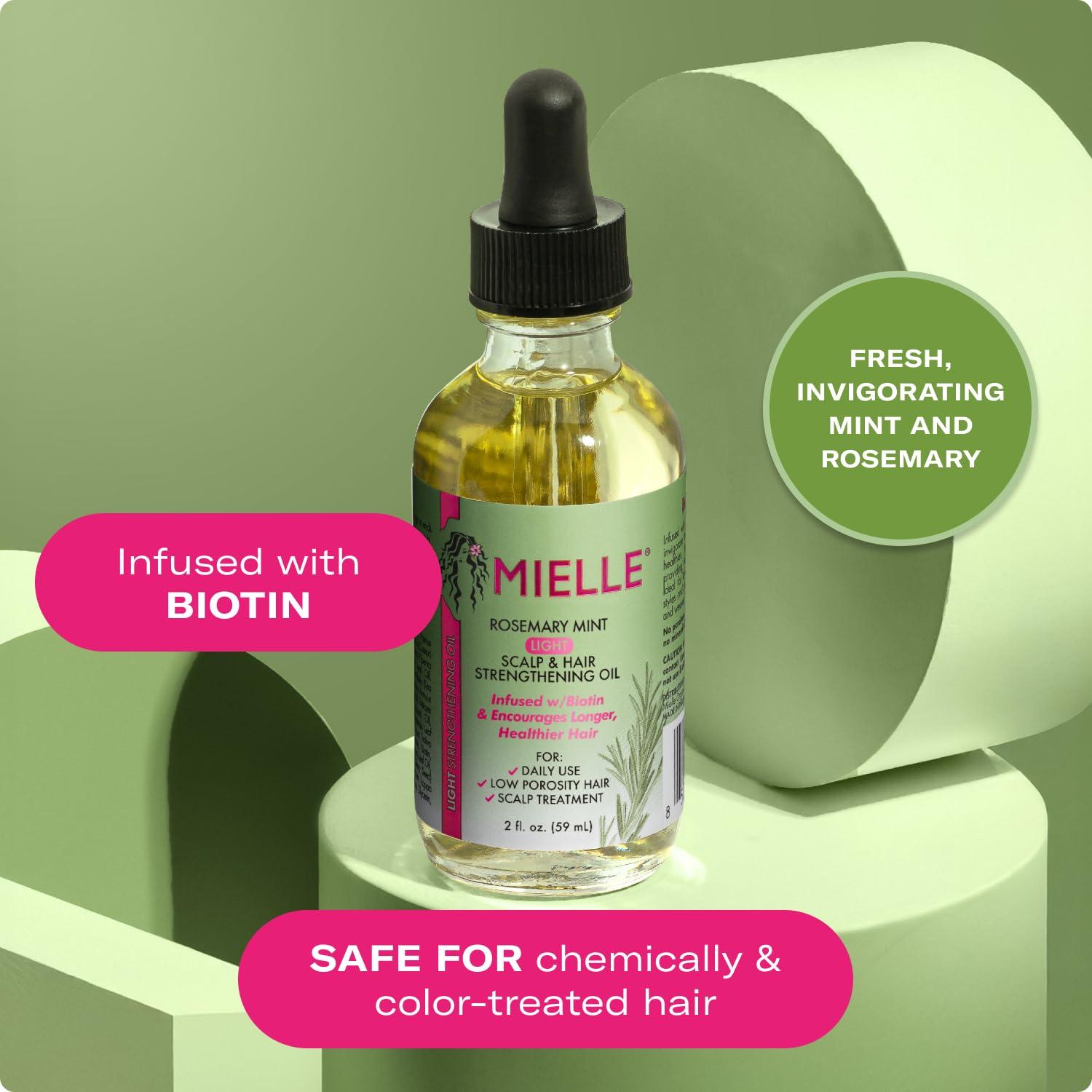 imageMielle Organics Rosemary amp Mint Light Hair Oil Split Ends amp Dry Scalp Treatment Infused with Biotin amp Essential Oils for Strengthening Soothing Moisturizing amp Encouraging Longer Hair 2 Oz