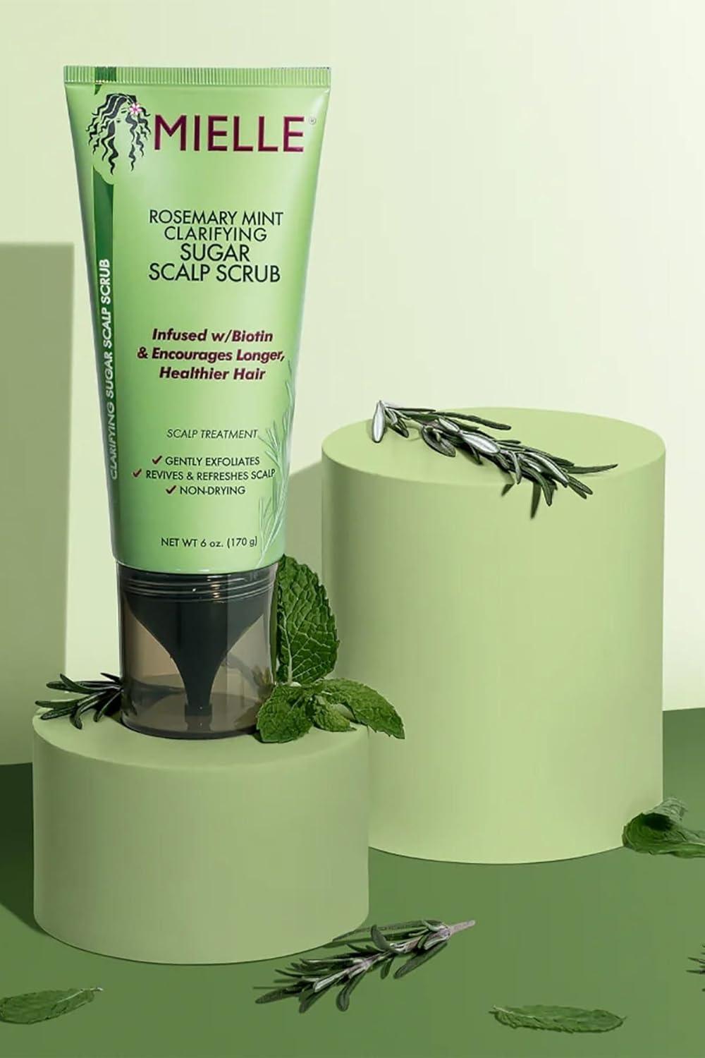 imageMielle Organics Rosemary amp Mint Sugar Exfoliating Scalp Scrub Gentle PreShampoo Dry Scalp Treatment for Oil amp Product Buildup Biotin Infused NonDrying Moisturizing Formula 6 Fl Oz