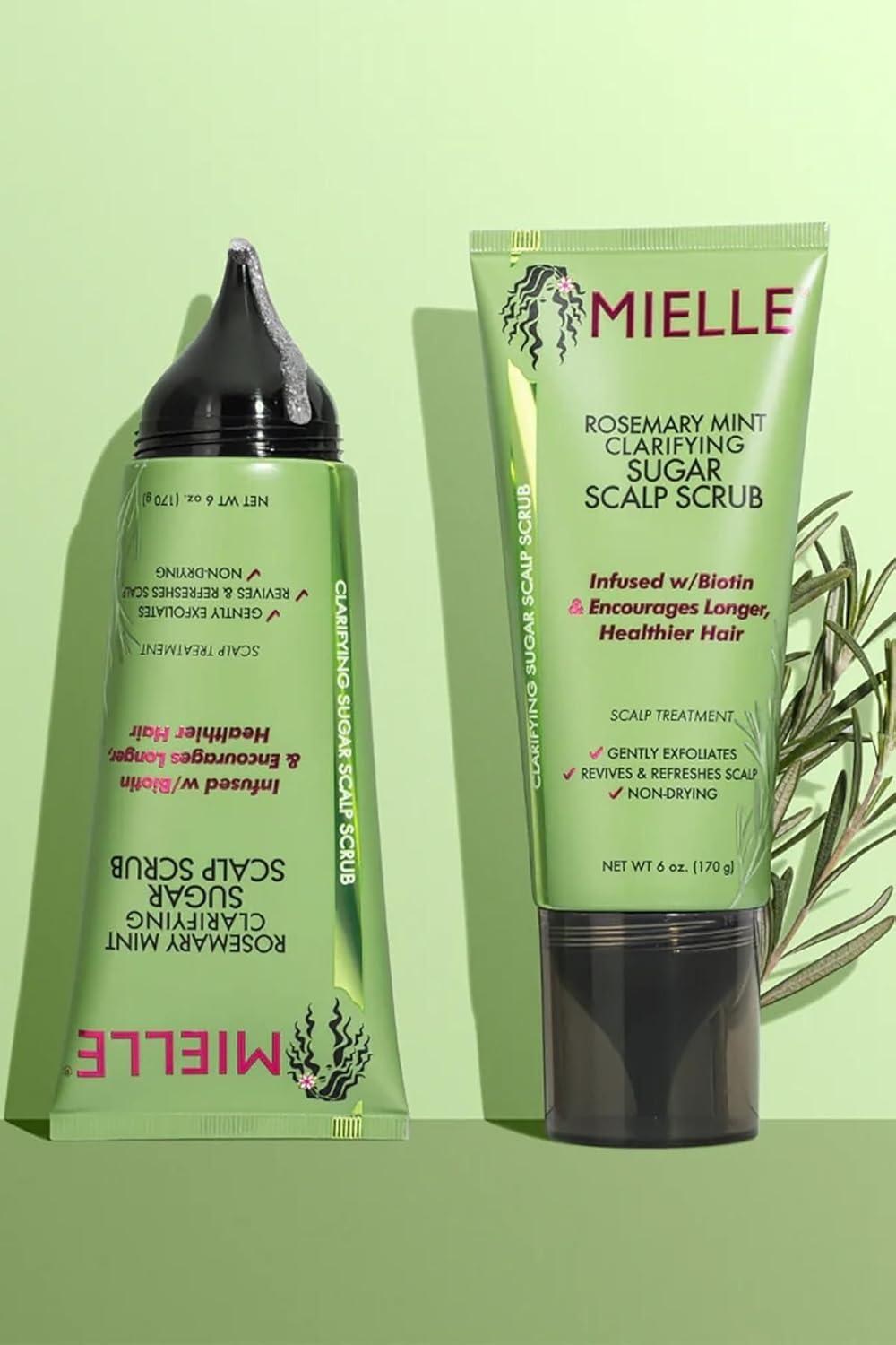 imageMielle Organics Rosemary amp Mint Sugar Exfoliating Scalp Scrub Gentle PreShampoo Dry Scalp Treatment for Oil amp Product Buildup Biotin Infused NonDrying Moisturizing Formula 6 Fl Oz
