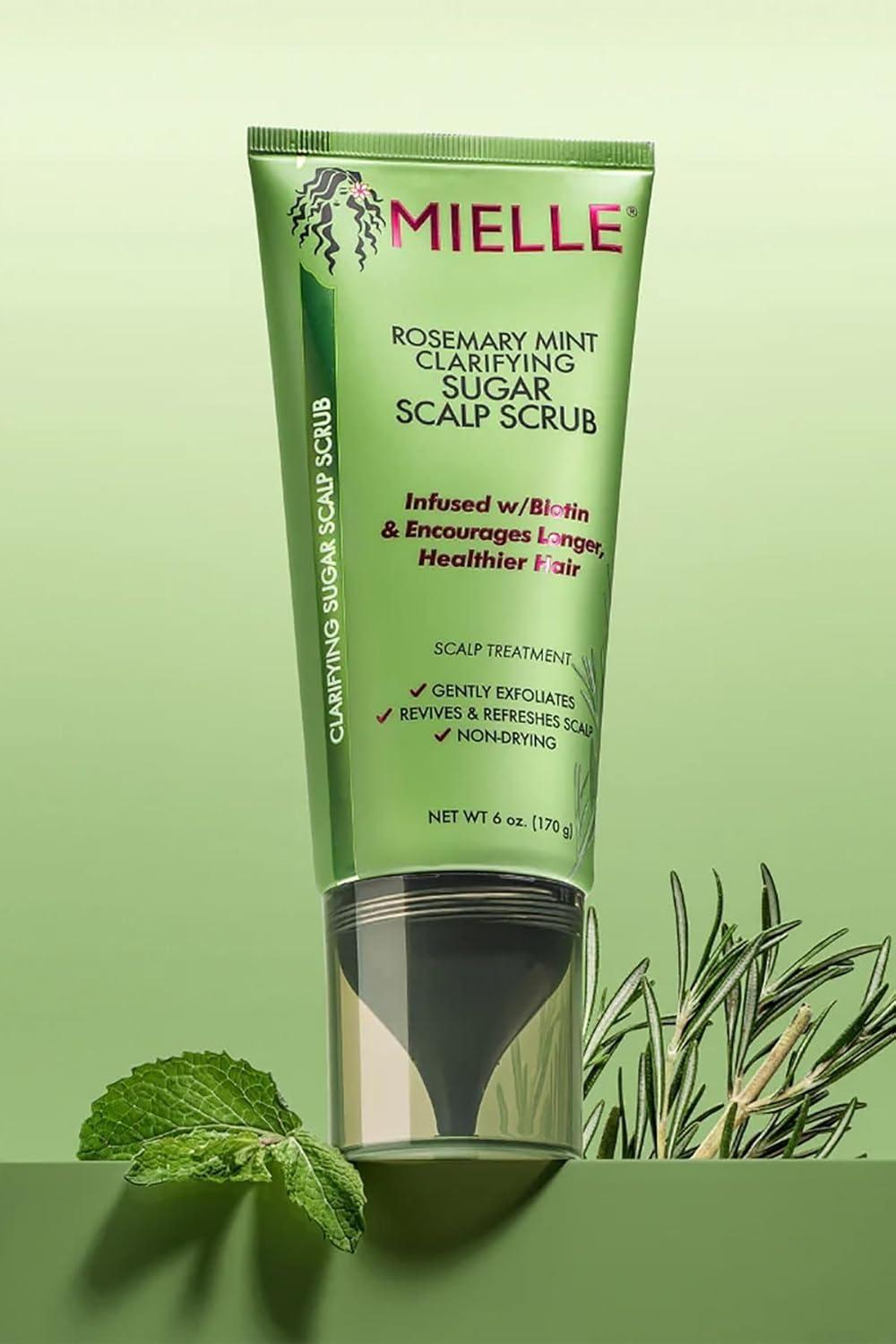 imageMielle Organics Rosemary amp Mint Sugar Exfoliating Scalp Scrub Gentle PreShampoo Dry Scalp Treatment for Oil amp Product Buildup Biotin Infused NonDrying Moisturizing Formula 6 Fl Oz