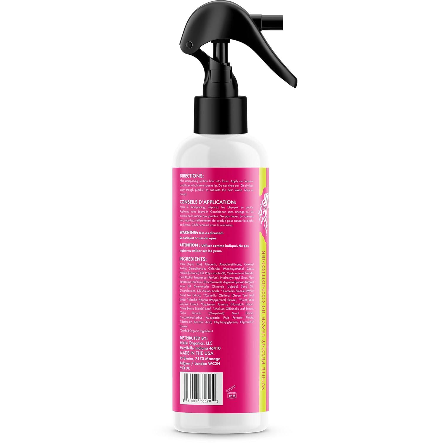 imageMielle Organics White Peony LeaveIn Conditioner Spray UltraMoisturizing Detangler for Curly amp Natural Hair Frizz Control amp Moisture Seal ColorSafe amp SulfateFree 8 Fl Oz