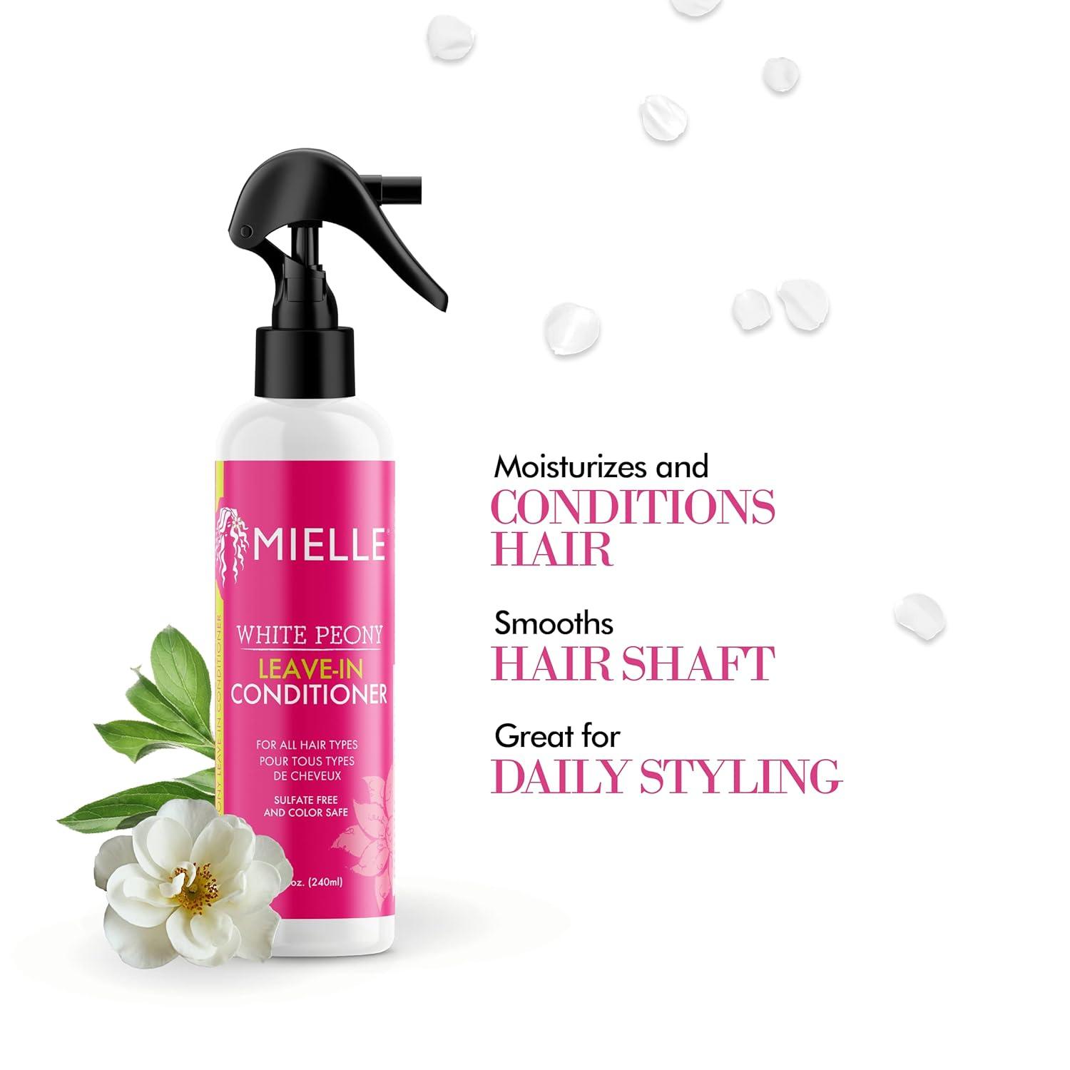 imageMielle Organics White Peony LeaveIn Conditioner Spray UltraMoisturizing Detangler for Curly amp Natural Hair Frizz Control amp Moisture Seal ColorSafe amp SulfateFree 8 Fl Oz