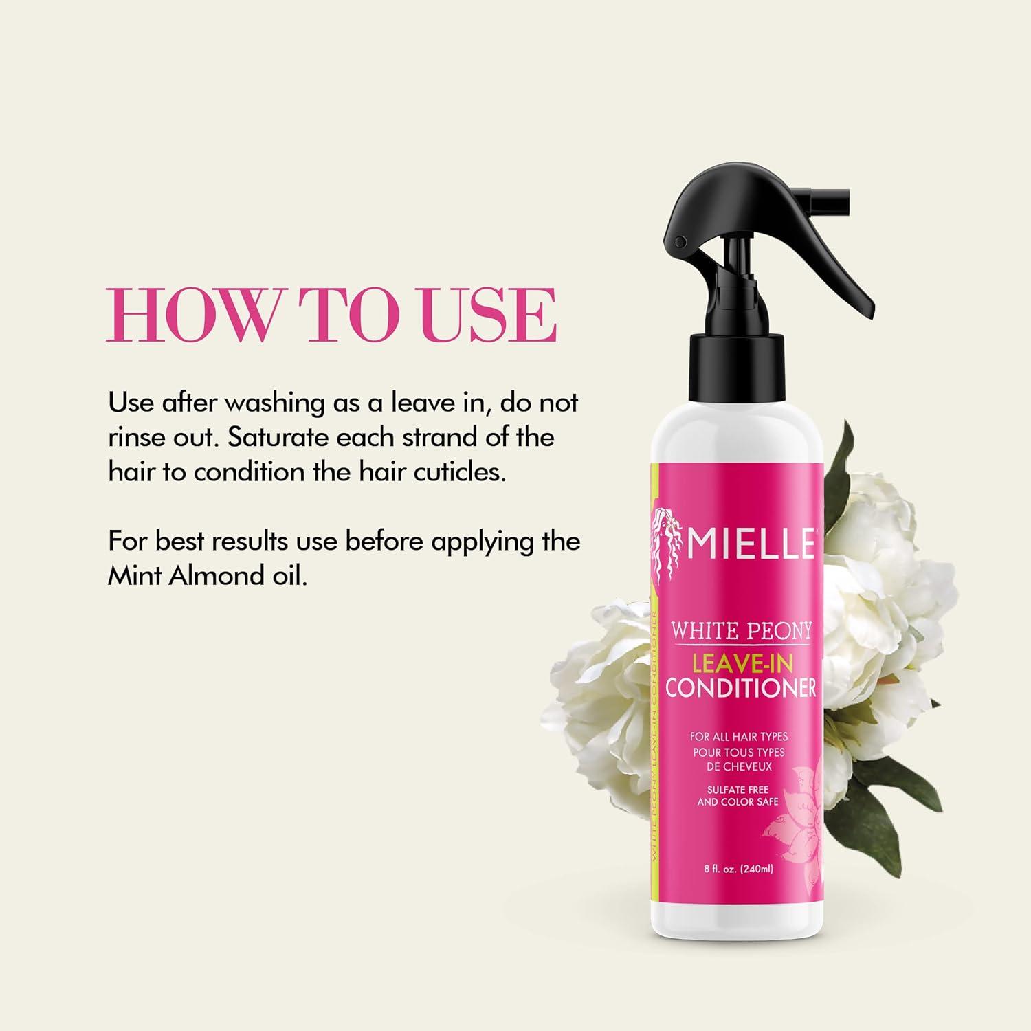 imageMielle Organics White Peony LeaveIn Conditioner Spray UltraMoisturizing Detangler for Curly amp Natural Hair Frizz Control amp Moisture Seal ColorSafe amp SulfateFree 8 Fl Oz