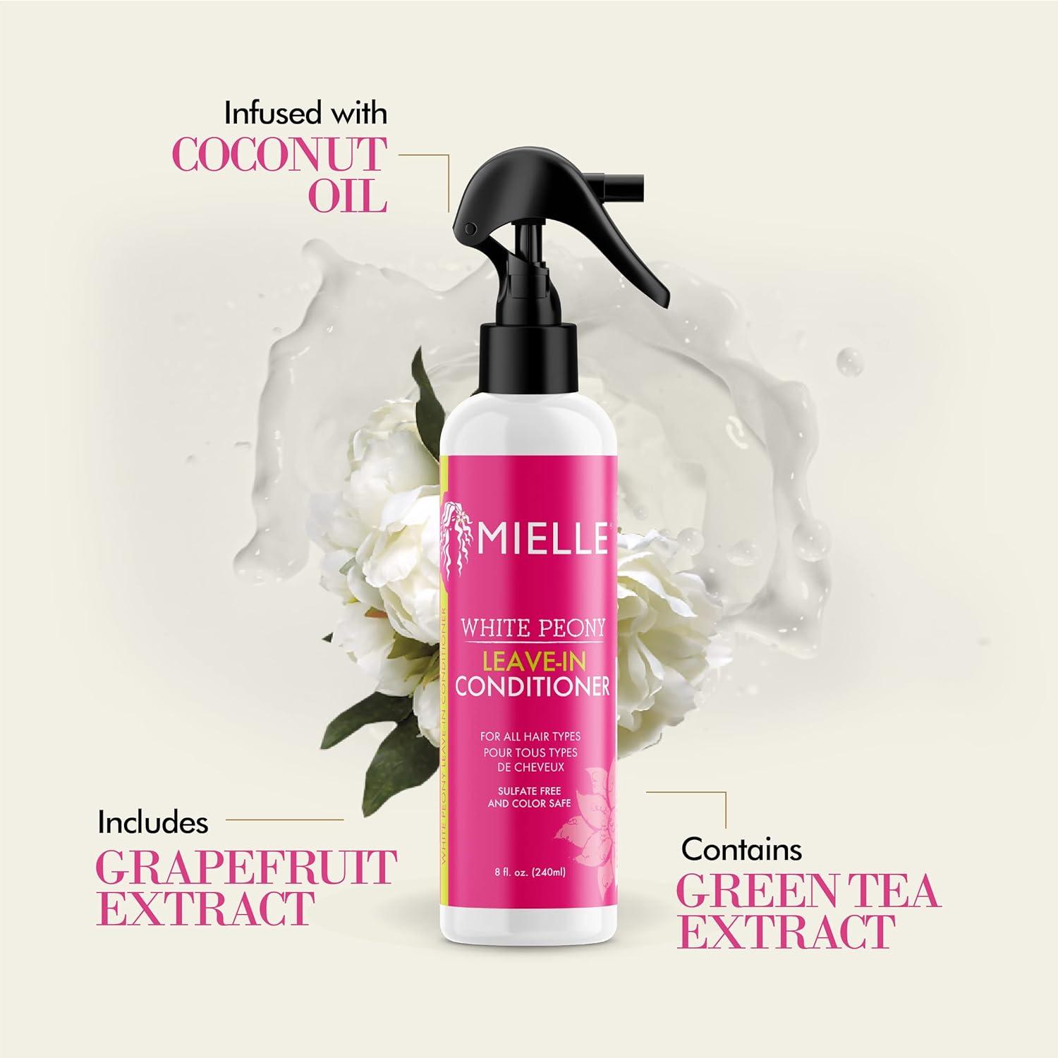 imageMielle Organics White Peony LeaveIn Conditioner Spray UltraMoisturizing Detangler for Curly amp Natural Hair Frizz Control amp Moisture Seal ColorSafe amp SulfateFree 8 Fl Oz