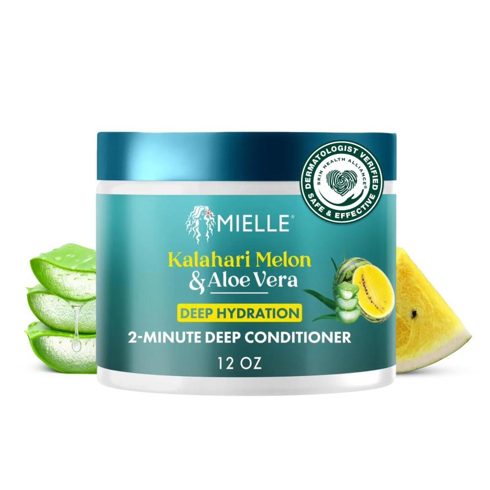 imageMielle Organics 2Minute Deep Conditioner Kalahari Melon amp Aloe Vera Moisturizing Hair Conditioner for Dry Curly and Textured Hair Softening Detangling amp FastActing Deep Conditioning 12 Ounce