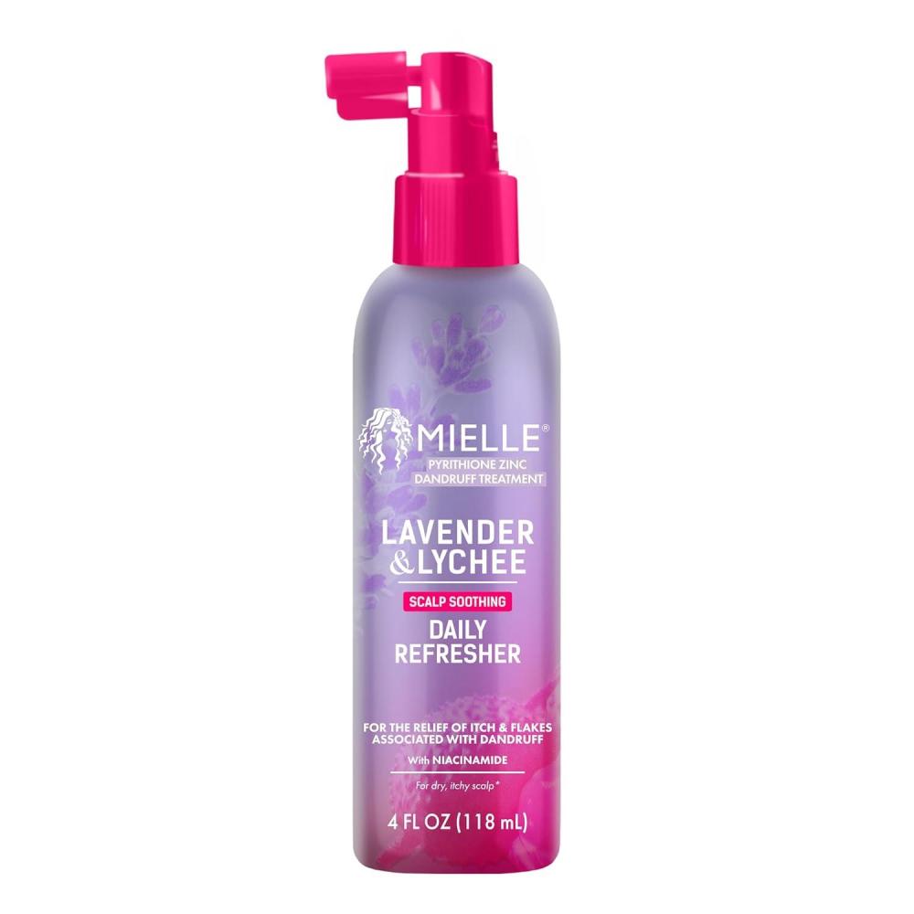 imageMielle Organics Lavender amp Lychee Daily Scalp Refresher Pyrithione Zinc Dandruff Treatment Spray Relieves Itch amp Flakes No Rinse Scalp Moisturizer with Niacinamide For Dry Itchy Scalp 4 fl oz