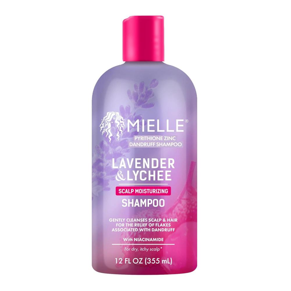 imageMielle Organics Lavender amp Lychee Scalp Moisturizing Shampoo with 1 Pyrithione Zinc AntiDandruff Shampoo for Flake amp Itch Relief SulfateFree 12 fl oz
