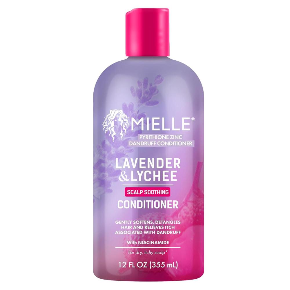 imageMielle Organics Lavender amp Lychee Scalp Soothing Conditioner Pyrithione Zinc Dandruff Treatment Conditioner Relieves Itch amp Flakes Moisturizing Conditioner with Niacinamide 12 fl oz