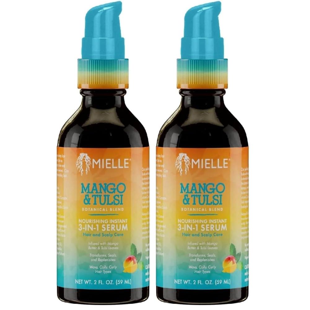 imageMielle Organics Mango amp Tulsi Nourishing 3in1 Hair Serum Hair amp Scalp Serum for Frizz Control Split Ends amp Moisture Balance Strengthens amp Seals Cuticles with Nutrients 12 Fl Oz12 Fl Oz Pack of 2