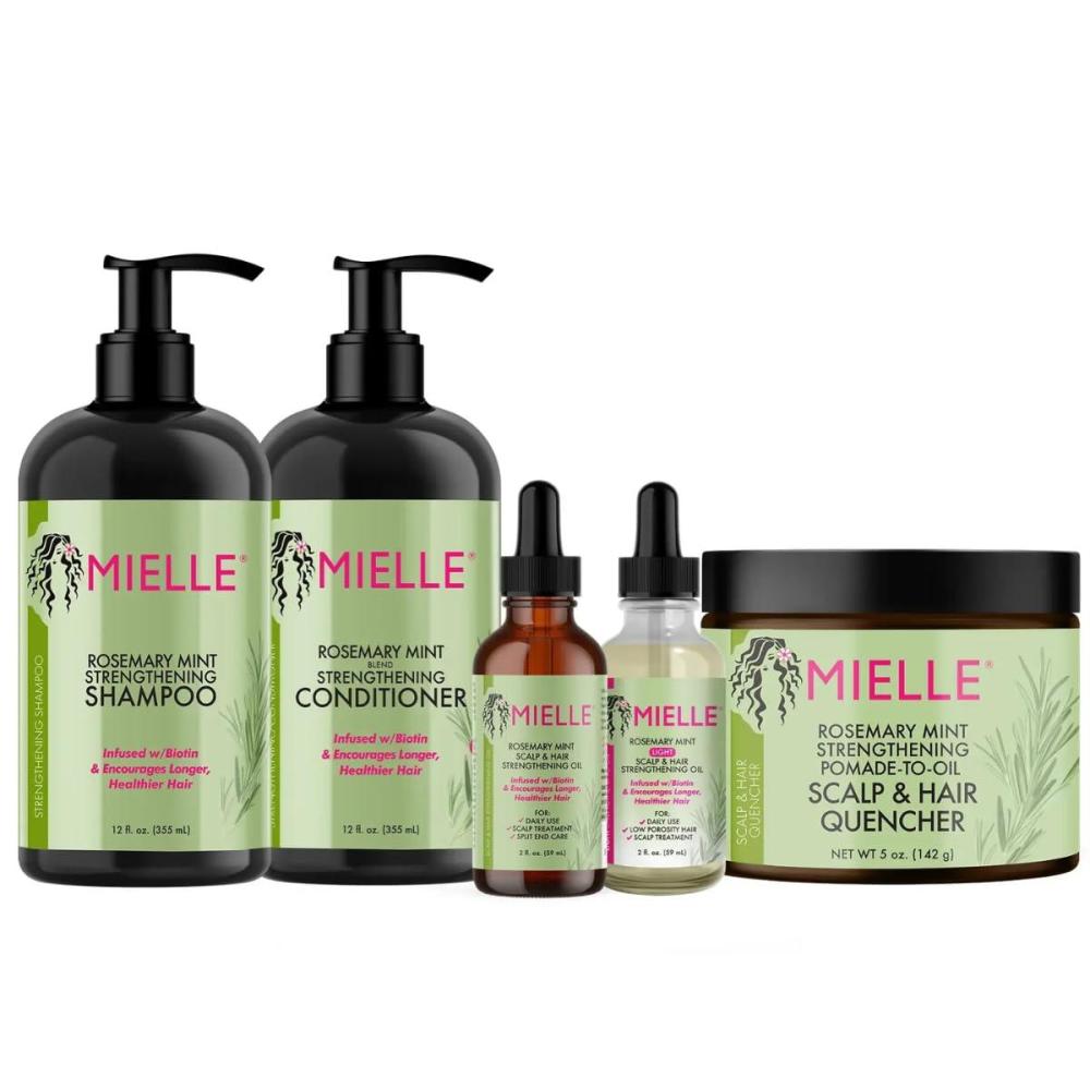 imageMielle Organics Mens Grooming Bundle Rosemary Mint 5Piece Complete Routine BiotinInfused Shampoo Conditioner Scalp amp Hair Oils Hair Quenching Pomade