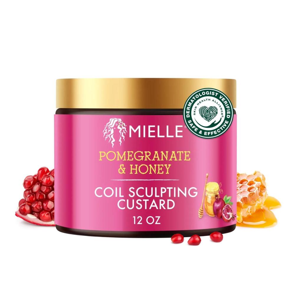 imageMielle Organics Pomegranate amp Honey Curl Cream Coil Sculpting Custard for Type 4 Hair Hydrates Controls Frizz Conditions amp Adds Shine12 Fl Oz