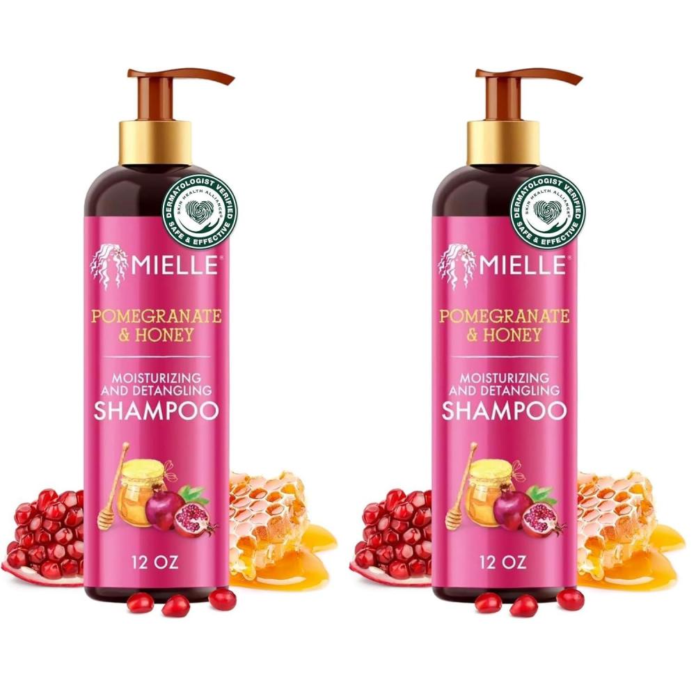 imageMielle Organics Pomegranate amp Honey Detangling amp Moisturizing Shampoo Curly Hair Shampoo for Women Enriched with Honey amp Babassu Oil to Lift Dirt Loosen Tangles amp Retain Moisture 12 Fl Oz12 Fl Oz Pack of 2