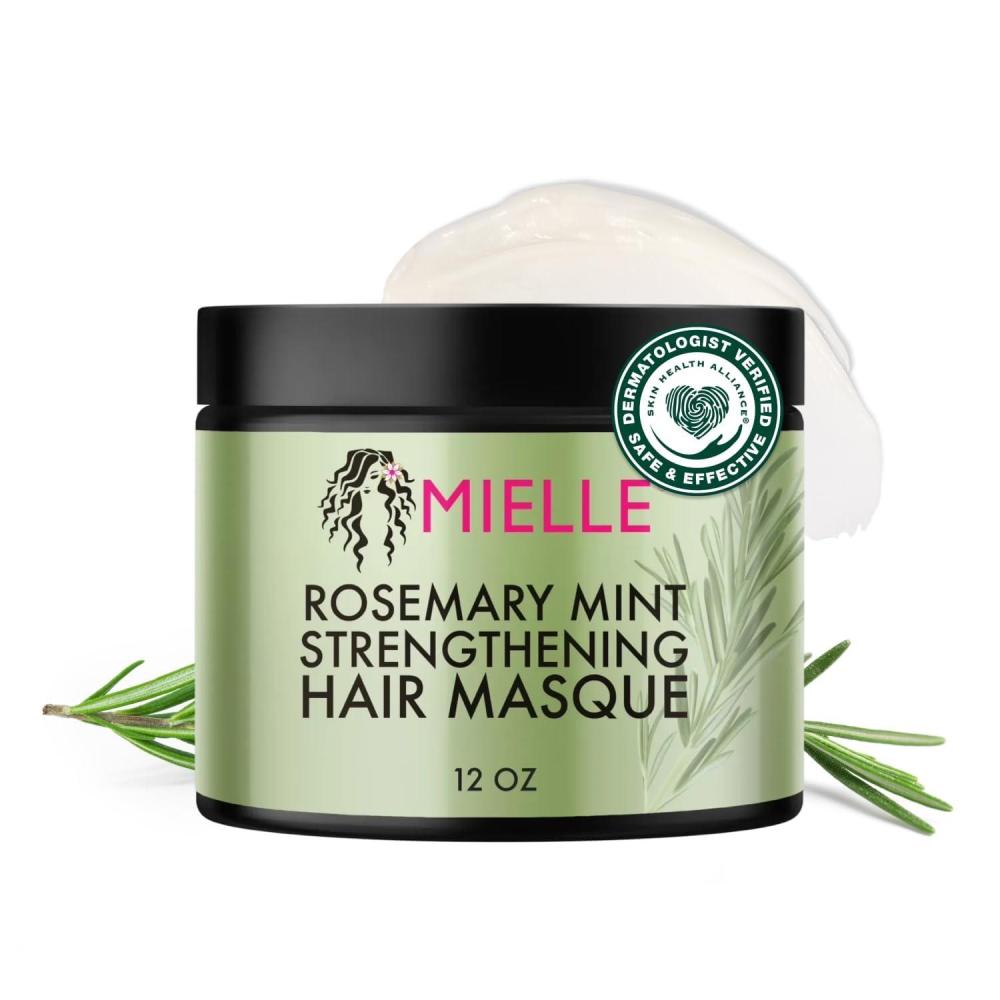 imageMielle Organics Rosemary Mint Strengthening Hair Mask Deep Conditioning Treatment Enriched with Biotin Honey amp Coconut Oil Helps Encourage Longer Healthier Strands 12 Ounce