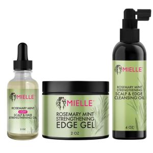 Mielle Organics Daily Edge & Scalp Maintenance Bundle – Biotin Infused Edge Control Gel, Scalp & Edge Cleansing Oil, and Rosemary Mint Scalp & Hair Oil