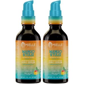 Mielle Organics Mango & Tulsi Nourishing 3-in-1 Hair Serum – Hair & Scalp Serum for Frizz Control, Split Ends & Moisture Balance – Strengthens & Seals Cuticles with Nutrients (12 Fl Oz)(12 Fl Oz (Pack of 2))
