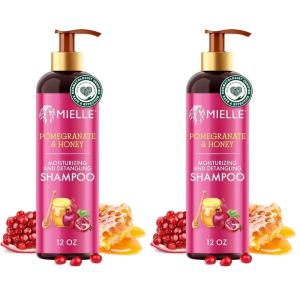 Mielle Organics Pomegranate & Honey Detangling & Moisturizing Shampoo – Curly Hair Shampoo for Women – Enriched with Honey & Babassu Oil to Lift Dirt, Loosen Tangles & Retain Moisture (12 Fl Oz)(12 Fl Oz (Pack of 2))