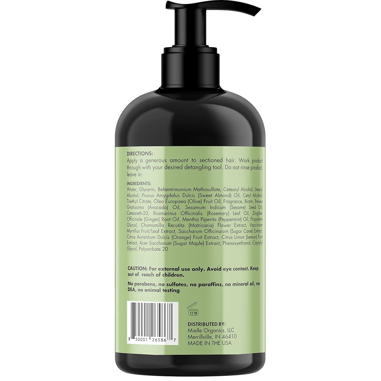 imageMielle Organics Rosemary Mint Strengthening Leave In Conditioner for Curly Hair Hydrating Hair Moisturizer Infused with Biotin to Soften Protect amp Boost Shine 12 Oz