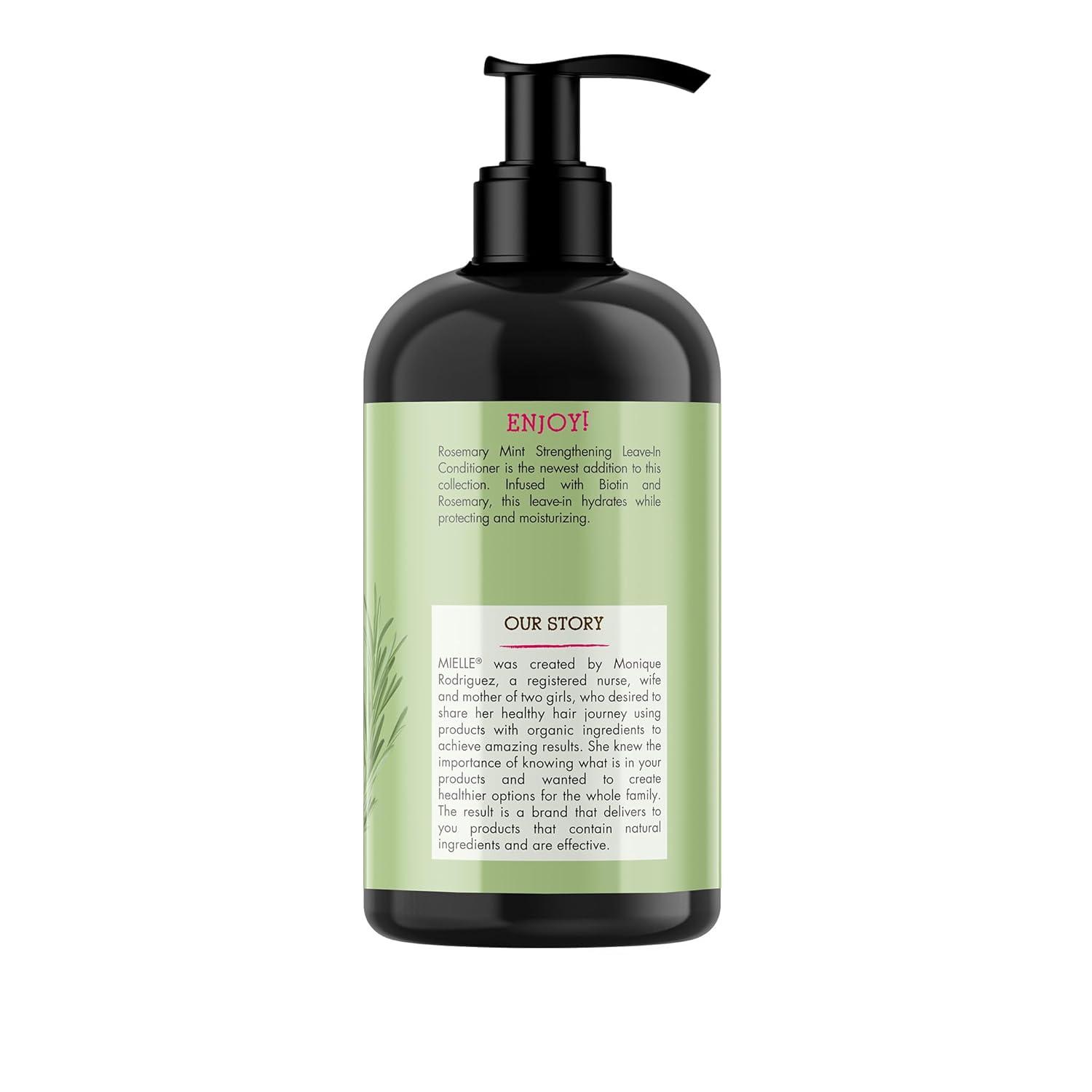 imageMielle Organics Rosemary Mint Strengthening Leave In Conditioner for Curly Hair Hydrating Hair Moisturizer Infused with Biotin to Soften Protect amp Boost Shine 12 Oz