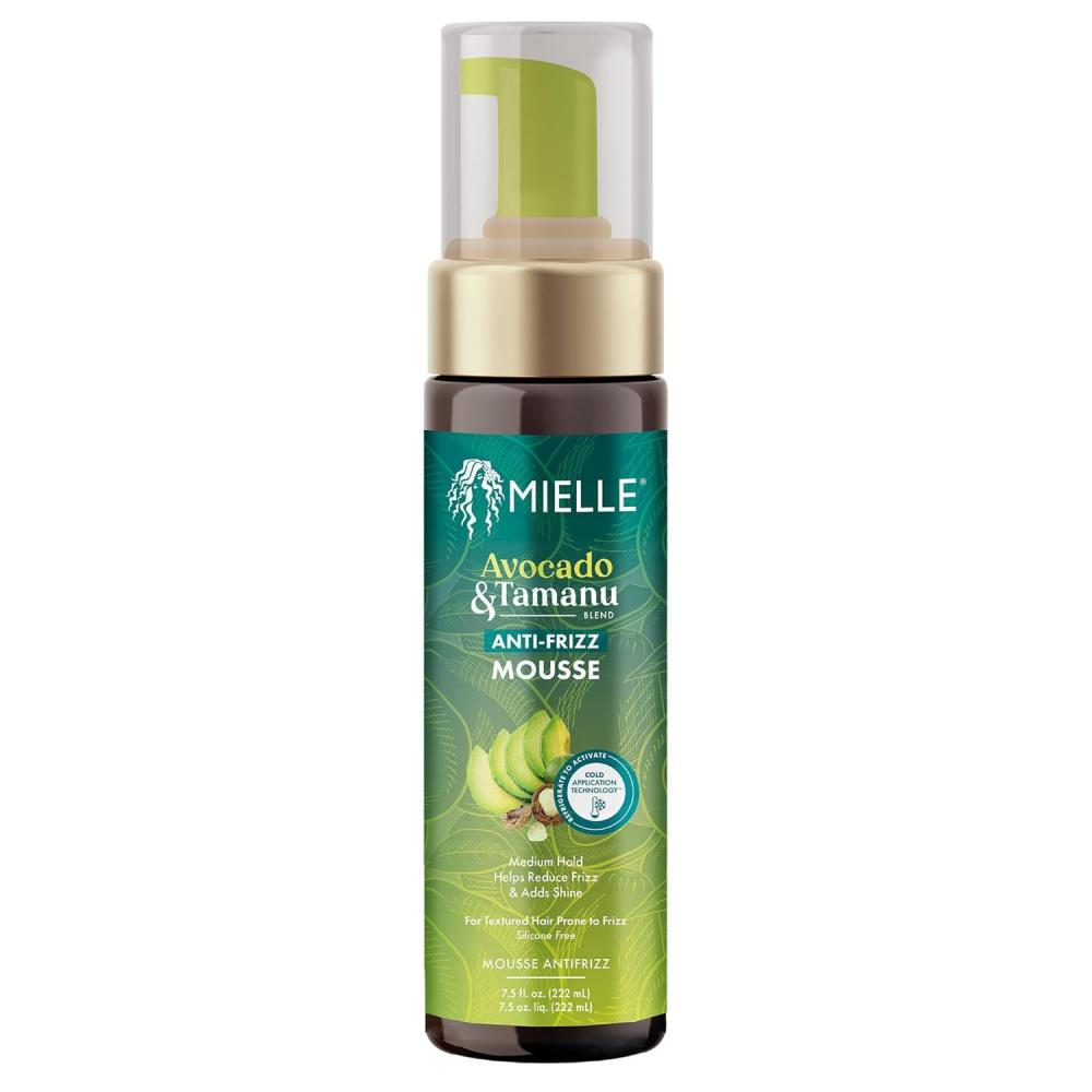 imageMielle Organics Avocado amp Tamanu Curly Hair Mousse  Anti Frizz Hair Foam for Curly Wavy Coily Styles  Medium Hold Styling to Define amp Control for a Soft Natural Shine Finish 75oz