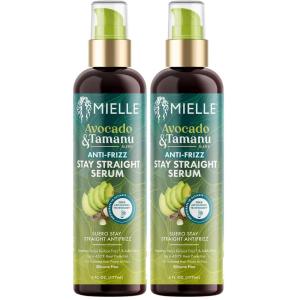 Mielle Organics Avocado & Tamanu Anti-Frizz Hair Serum – Stay Straight Smoothing Treatment & Heat Protectant for Textured Strands – Humidity Shield, Shine Enhancer for Lasting Straight Hair Looks, 6oz(6 Fl Oz (Pack of 2))