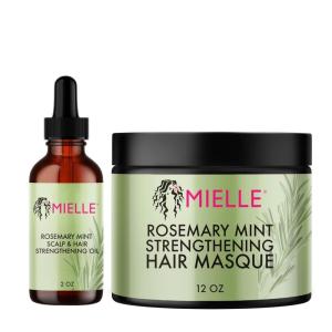 Mielle Organics Rosemary Mint Scalp & Hair Strengthening Oil and Pomade-To-Oil Quencher, Bundle