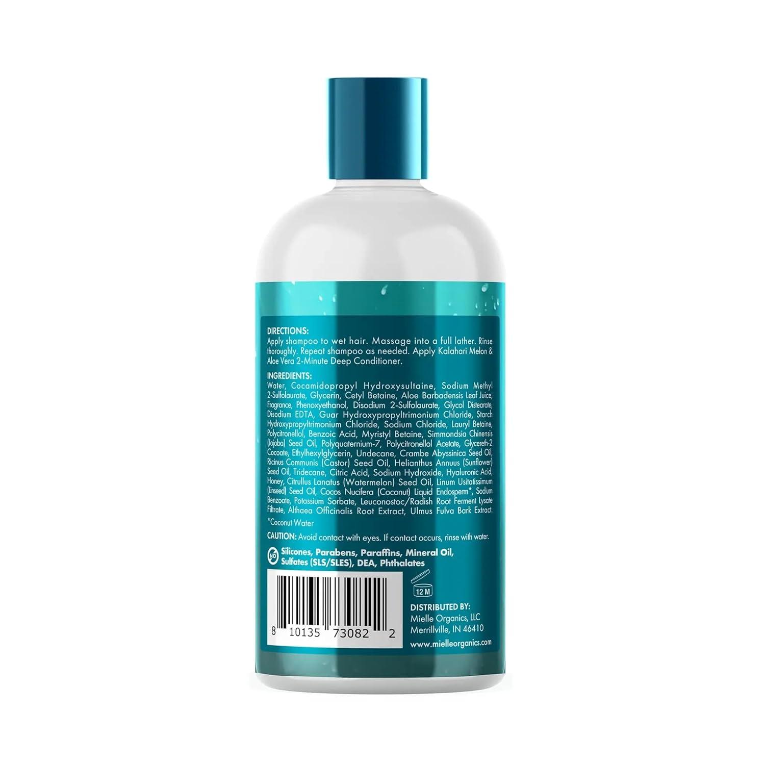 imageMielle Organics Kalahari Melon amp Aloe Vera Hydrating Shampoo 2Minute Conditioner amp LeaveIn Conditioner Spray Moisturizing Products for Curls Dry and Textured Hair 3 Product Bundle